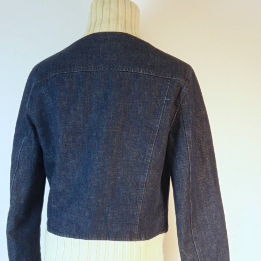 CASTELBEJAC Italy high neck or collared BLUE snap DENIM JACKET i44 L vintage - Picture 5 of 6